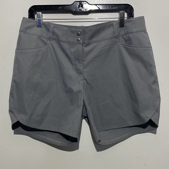 Adidas Women's Gray Flat Front Two Buttons Wrap Hem Dress Shorts Size 10 (NWT) - Picture 1 of 8